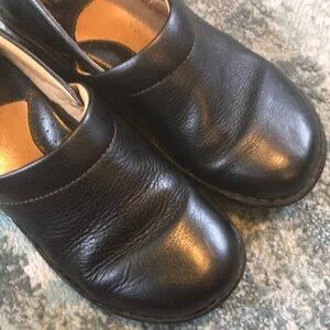 Born Black Leather Clogs